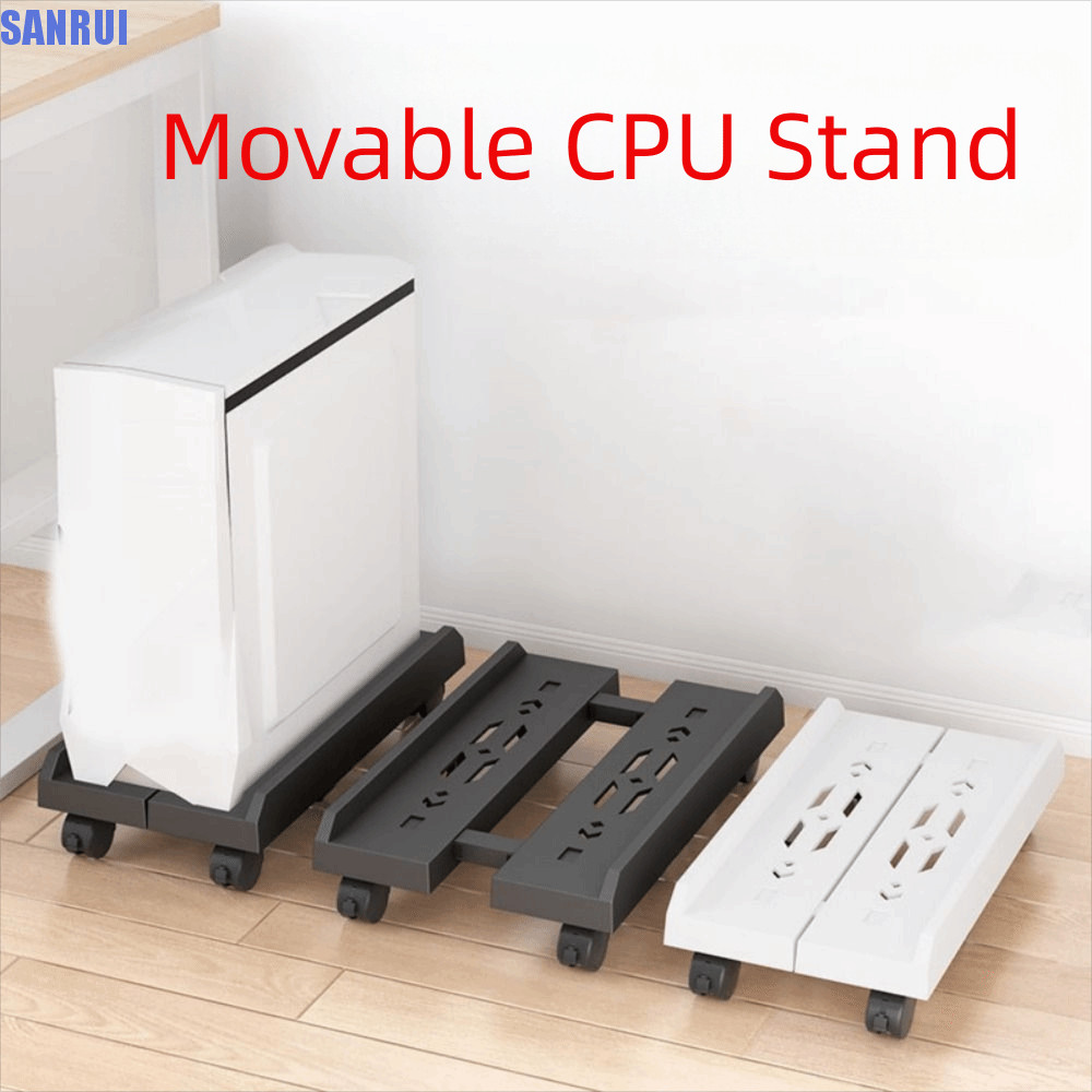 SANRUI Mobile CPU Stand, Adjustable Black White Ventilated PC Rack ...