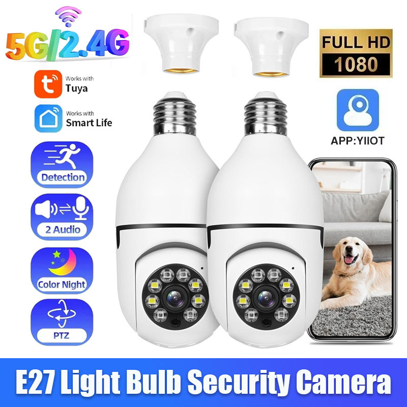 360° Light Bulb Security Camera Outdoor HD Wireless 5GHz/2.4GHz WiFi ...