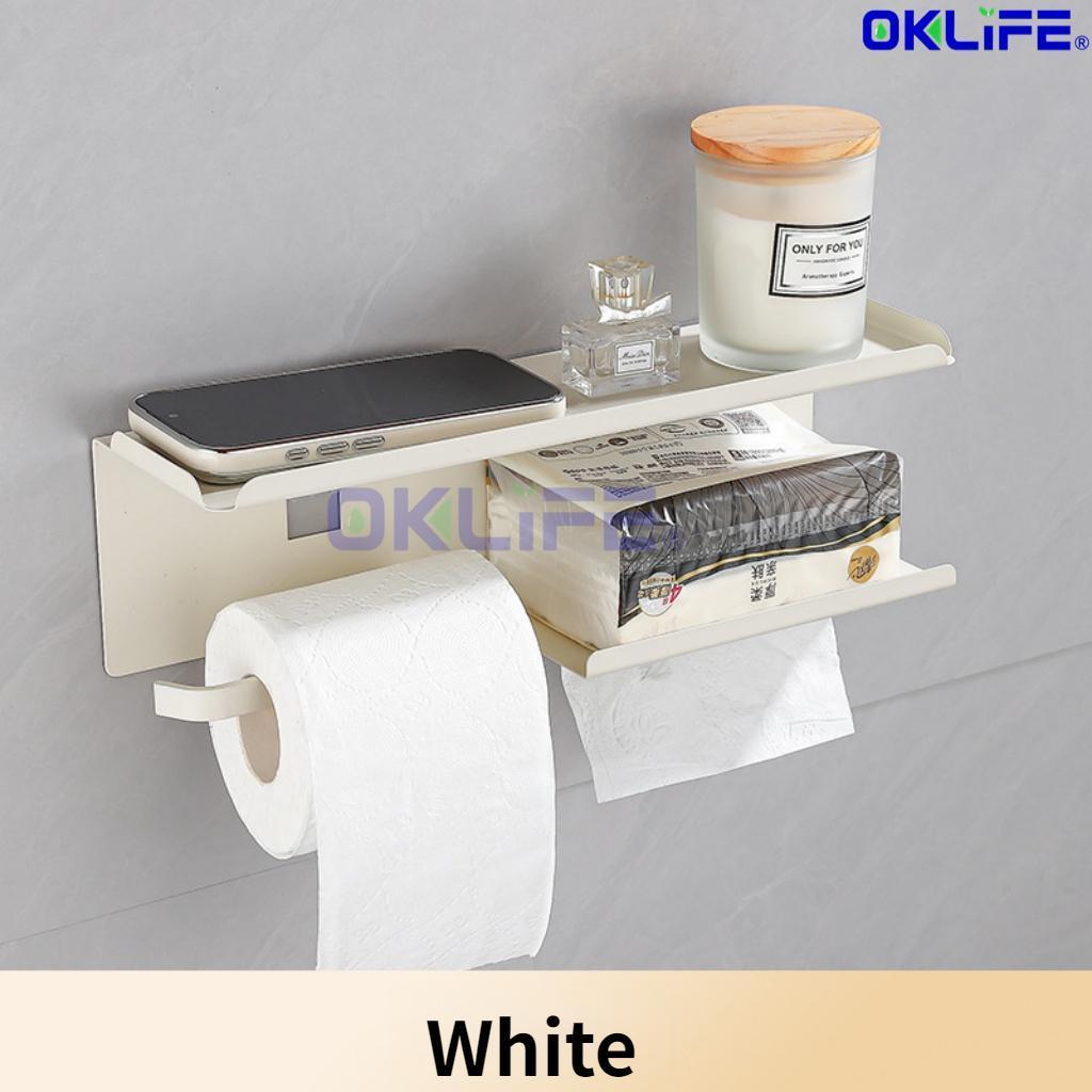 Wall Mount Toilet Paper Holder With Shelf Rust Proof Multifunctional Bathroom Tissue Rack HDB Toilet Accessory view 12