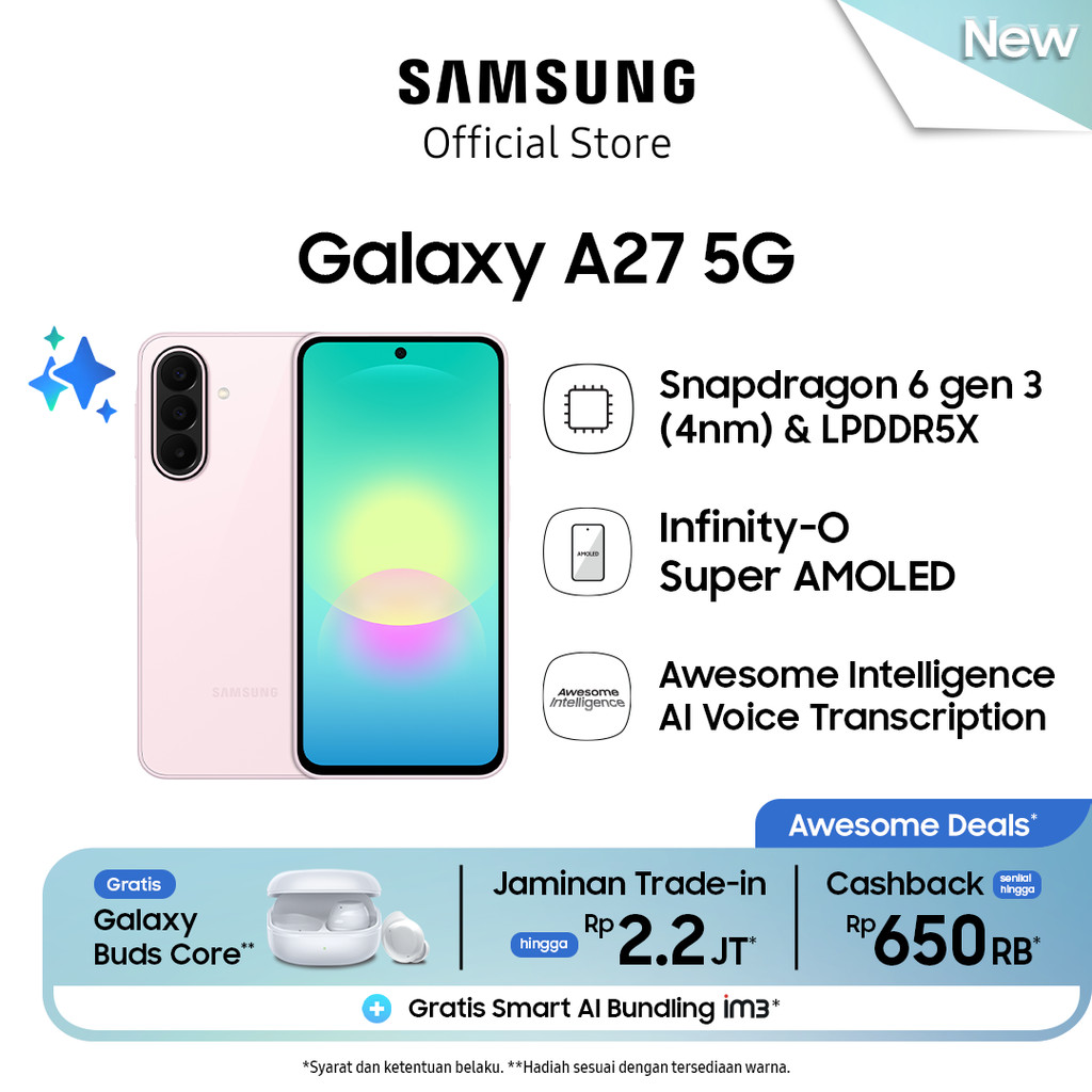 Samsung Galaxy A27 5G 8/256GB - Light Pink / Hp AI / IP64 / 5000 mAh