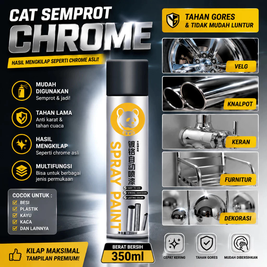 AFL (BUBBLEWRAP) CAT SPRAY PAINT CHROME 350 ML - Gambar 3