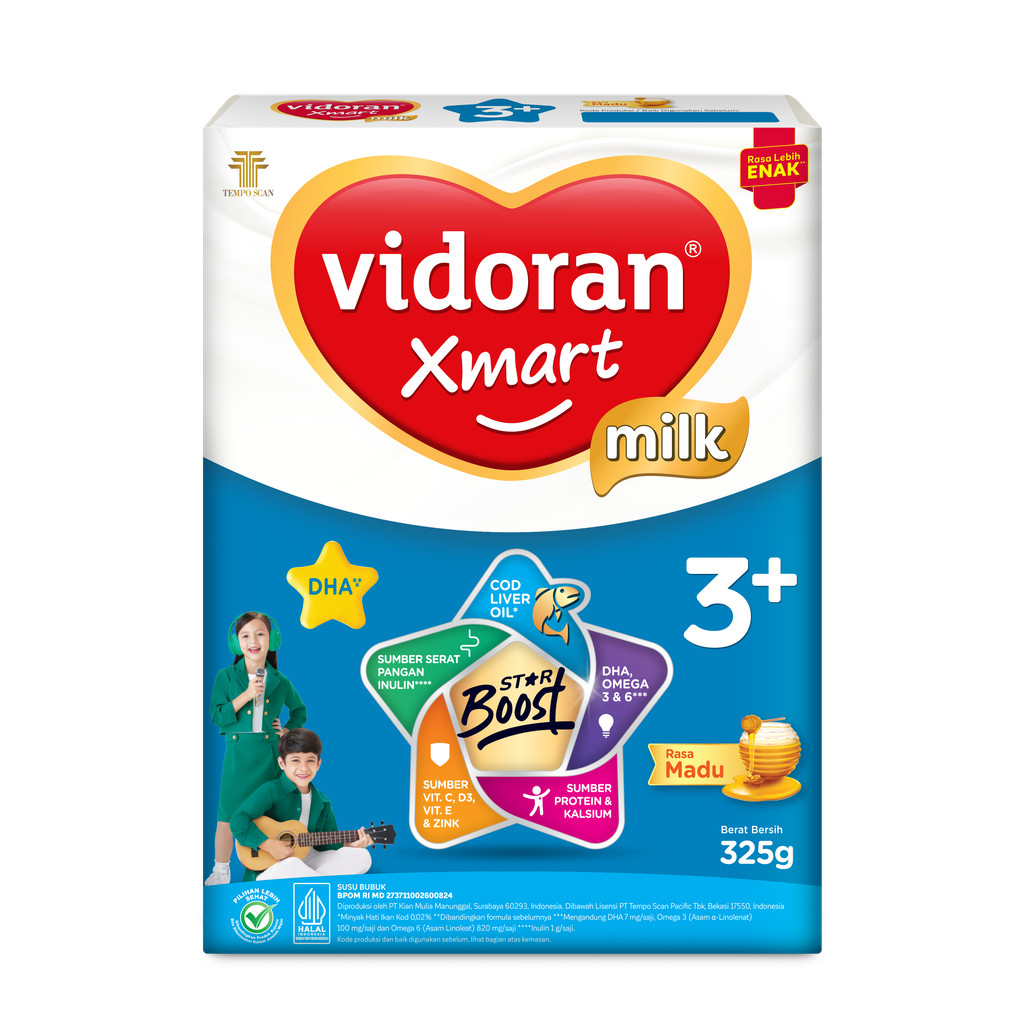 Vidoran Xmart 3+ 700g Madu + Vidoran Xmart 3+ 325g Madu - Gambar 2