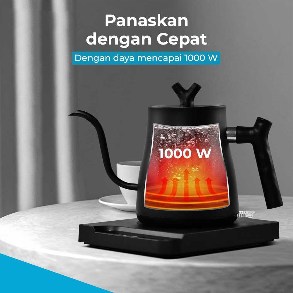 AKIEMSTR Teko Listrik Kopi Pemanas Air Leher Angsa 1000W 1L - HR-462 - Gambar 2