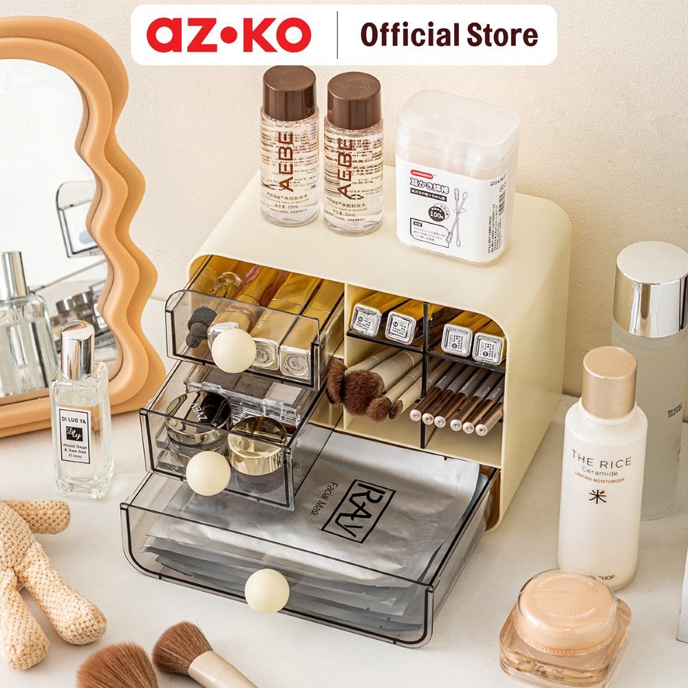 AZKO Stora Bloop Laci Penyimpanan Mini GrID - Putih Ivory Laci Mini Storage Drawer Organizer Meja - Gambar 3