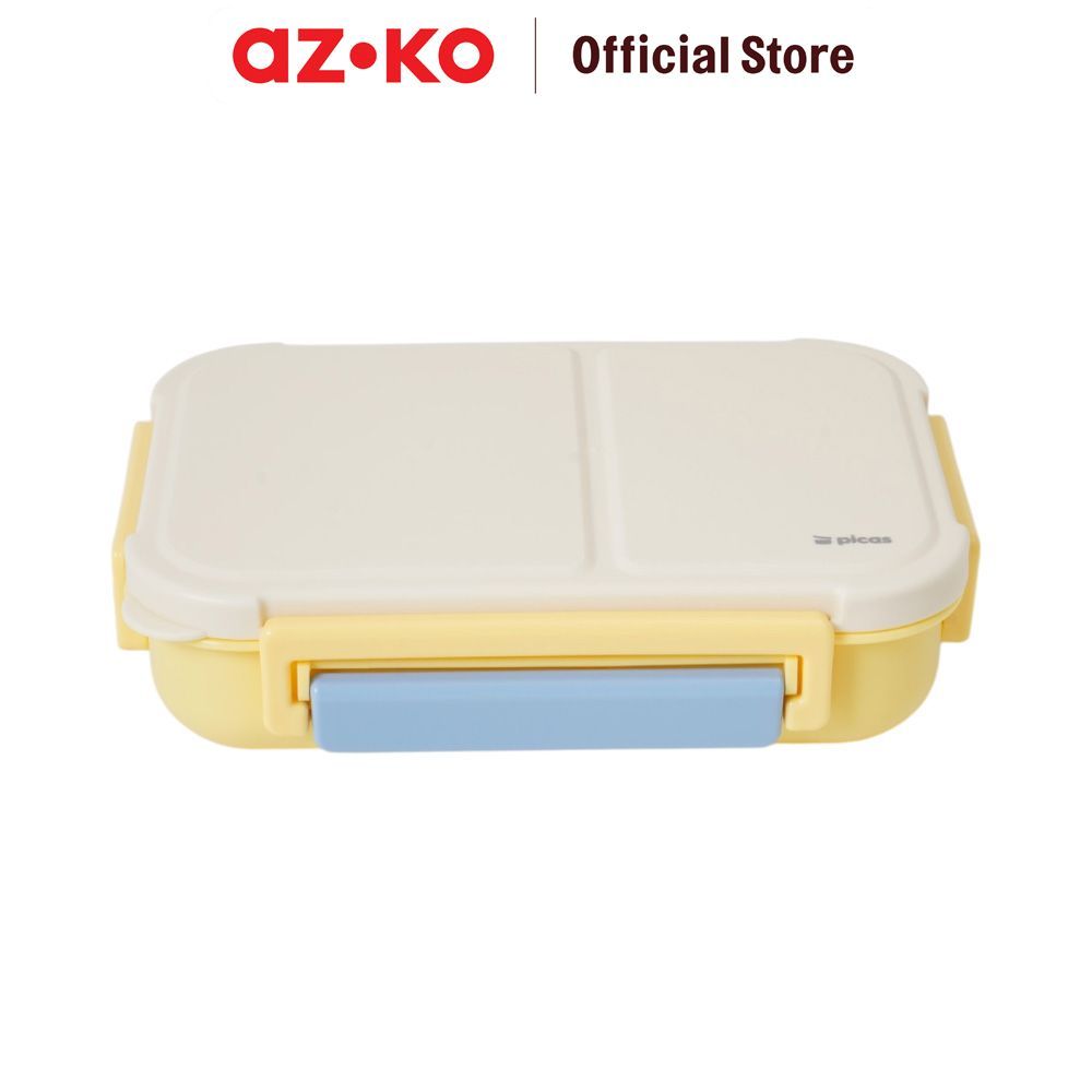 AZKO Picas Kotak Makan Plastik 2 Sekat Dengan Sendok 1.1 Liter Bento Box Meal Container Tempat Bekal Lunch Box Kotak Bekal - Gambar 4