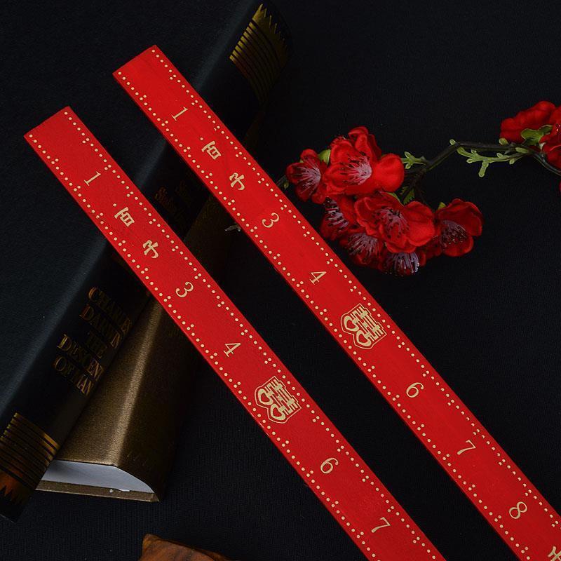【#子孙尺结婚红色双喜木尺子] Descendants Ruler Wedding Red Double Happiness Wooden ...