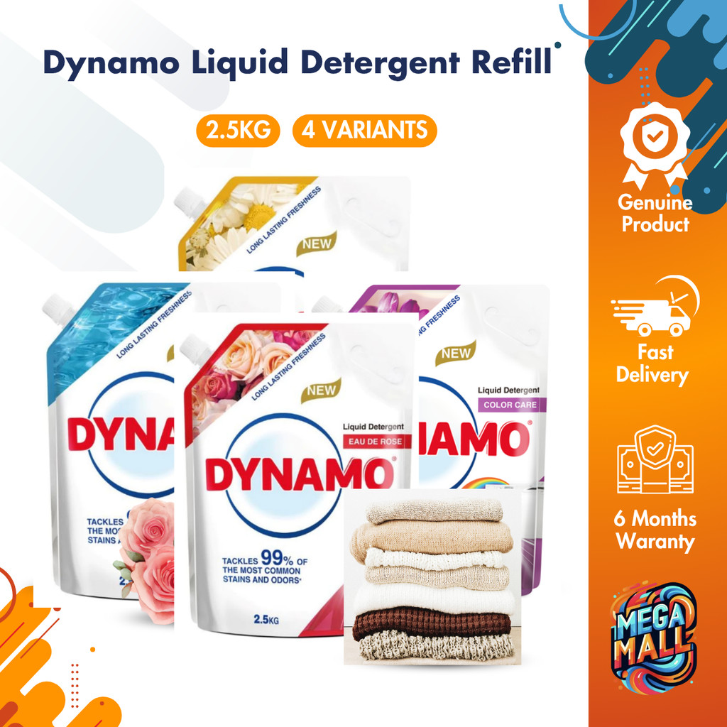 Dynamo Liquid Detergent Refill 2.5kg Powerful Stain Removal Fresh Scent ...
