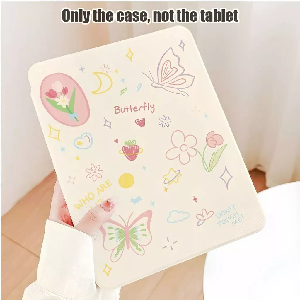 Case Flora Butterfly iPad Gen 11 A16 10th 9 8 7 / Air 4 5 6 Pro 11" Casing iPad Mini 1 2 3 4 5 6 7 8.3" Aesthetic Motif Magnetic Anti Shock - Gambar 2
