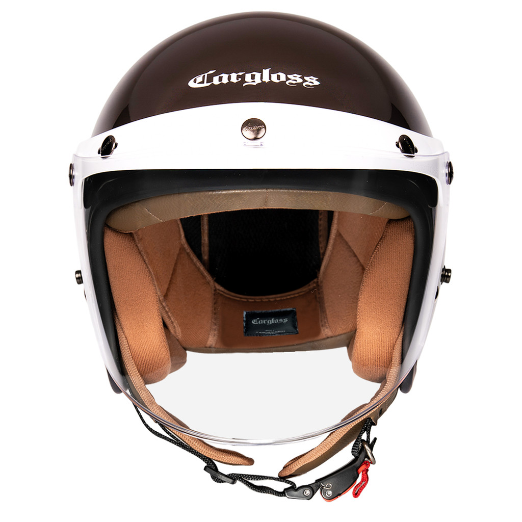 Cargloss CFH Hijab Retro Helm Half Face - Espresso Brown - Gambar 4