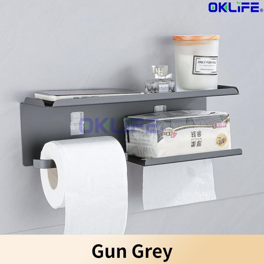 Wall Mount Toilet Paper Holder With Shelf Rust Proof Multifunctional Bathroom Tissue Rack HDB Toilet Accessory view 11