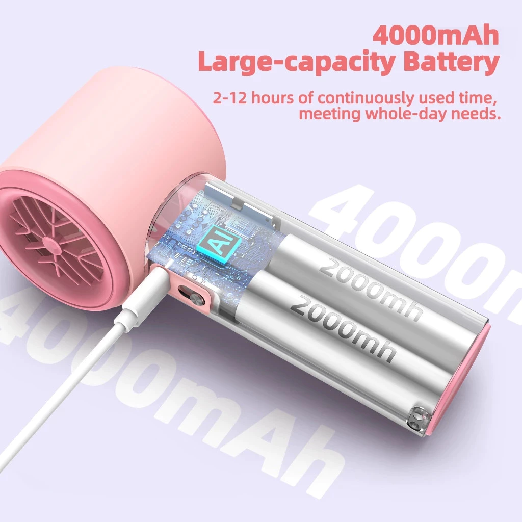 Turbo kipas tangan 5 Speeds Adjustable Tampilan Digital LED Strong Wind pendinginan Tangan Genggam - Gambar 4
