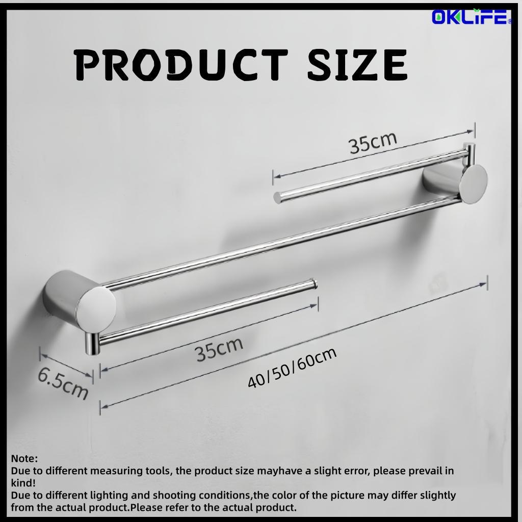 Wall Mount Double Towel Bar 180° Rotatable Swivel Stainless Steel Towel Rack for Bathroom Organizer view 8