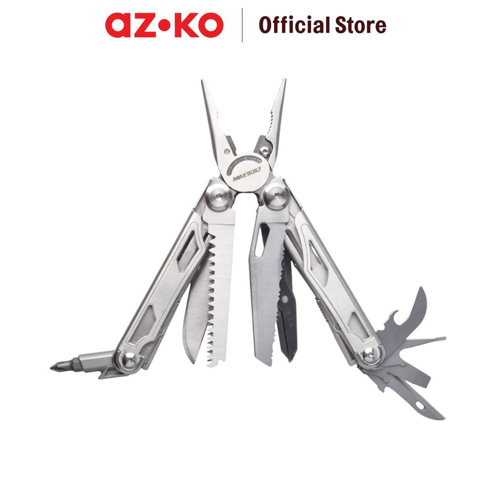 AZKO Maxbuilt Tang Lipat Multifungsi 18 In 1 - Silver Tang Lipat Saku Pocket Plirs Perlengkapan Outdoor Peralatan Kemping