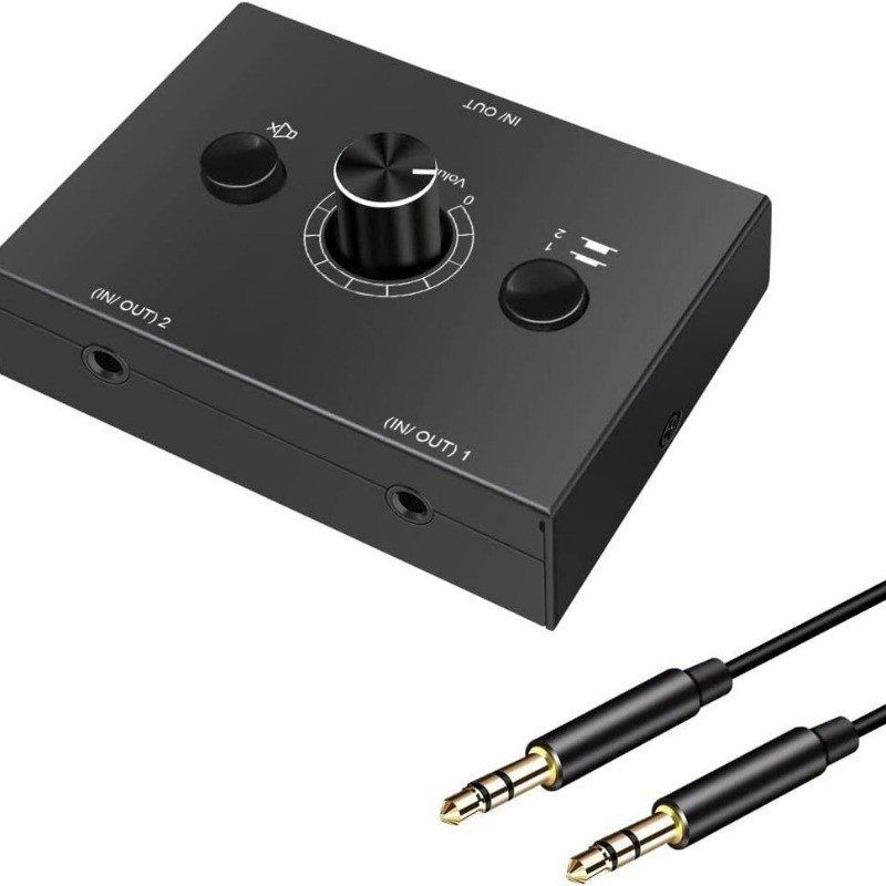 3.5mm Stereo Audio Switch 2x1/1x2 Bi-Directional Switcher with Mute ...