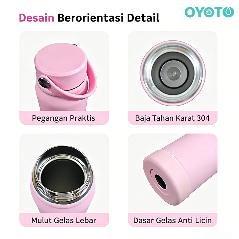 OYOTO Tumbler Insulated Cup Botol Minum Portable Vacuum Insulated Tahan Dingin Stainless Steel 304 Outdoor - Gambar 2