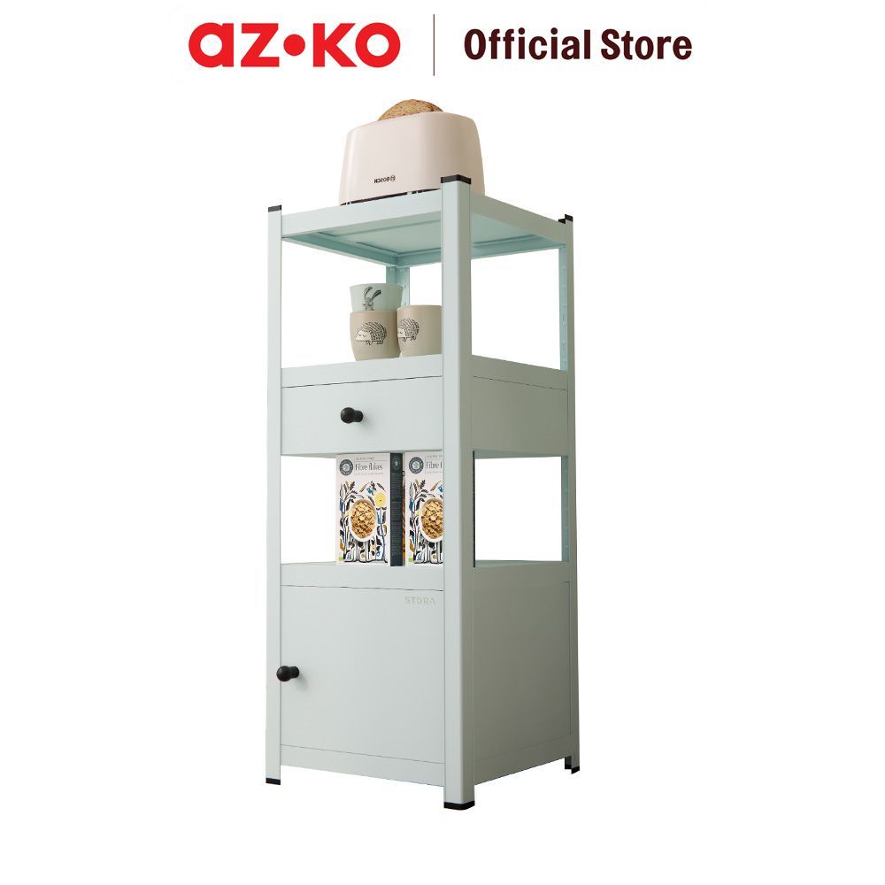 AZKO Stora Spacio Kabinet Dengan Laci Penyimpanan - Hijau Mint Lemari Simpan Kabinet Serbaguna Rak Penyimpanan Tempat Barang - Gambar 4