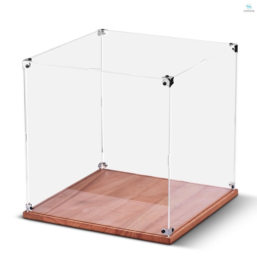 （topshowm1）Square Display Case with Lid and Wooden Base for ...