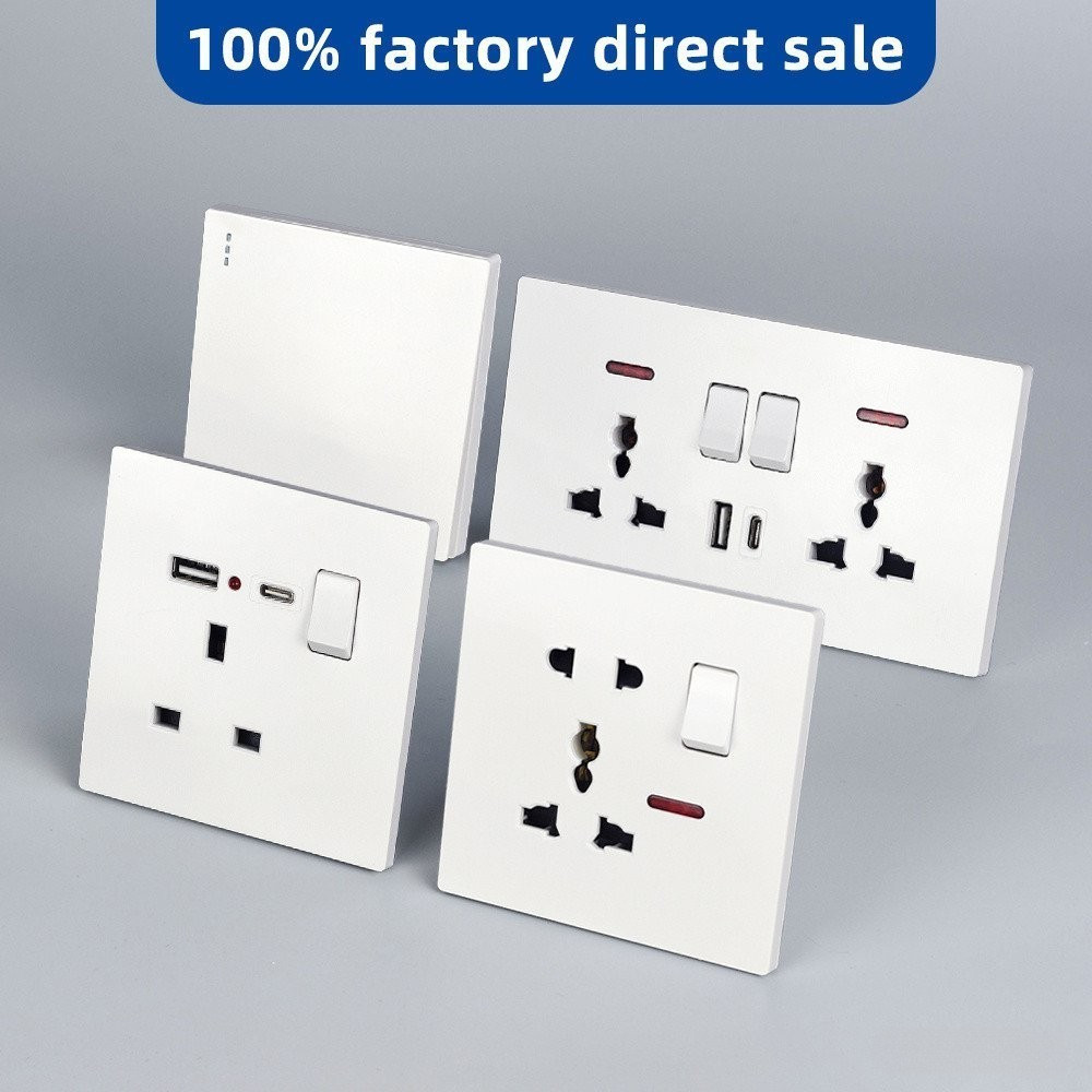Universal 3pin wall socket with usb Type C 13A 250V,1/2/3gang 2Way ...