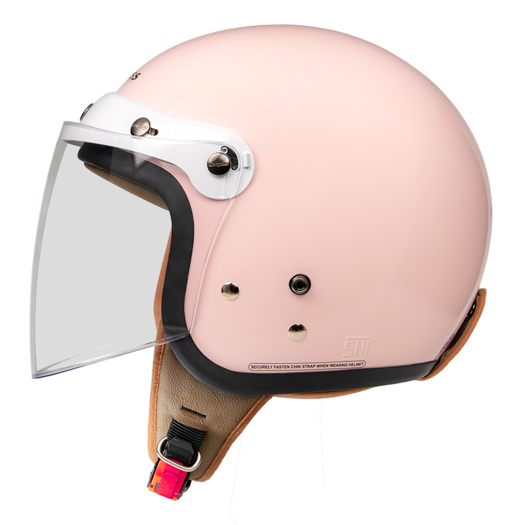 Cargloss CFH Hijab Retro Helm Half Face - Pale Pink - Gambar 3