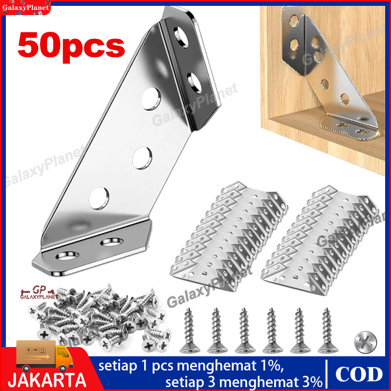 SIKU 50PCS Iron Plate Angle Triangle Frame Iron Angle Plate Shelf Angle ...