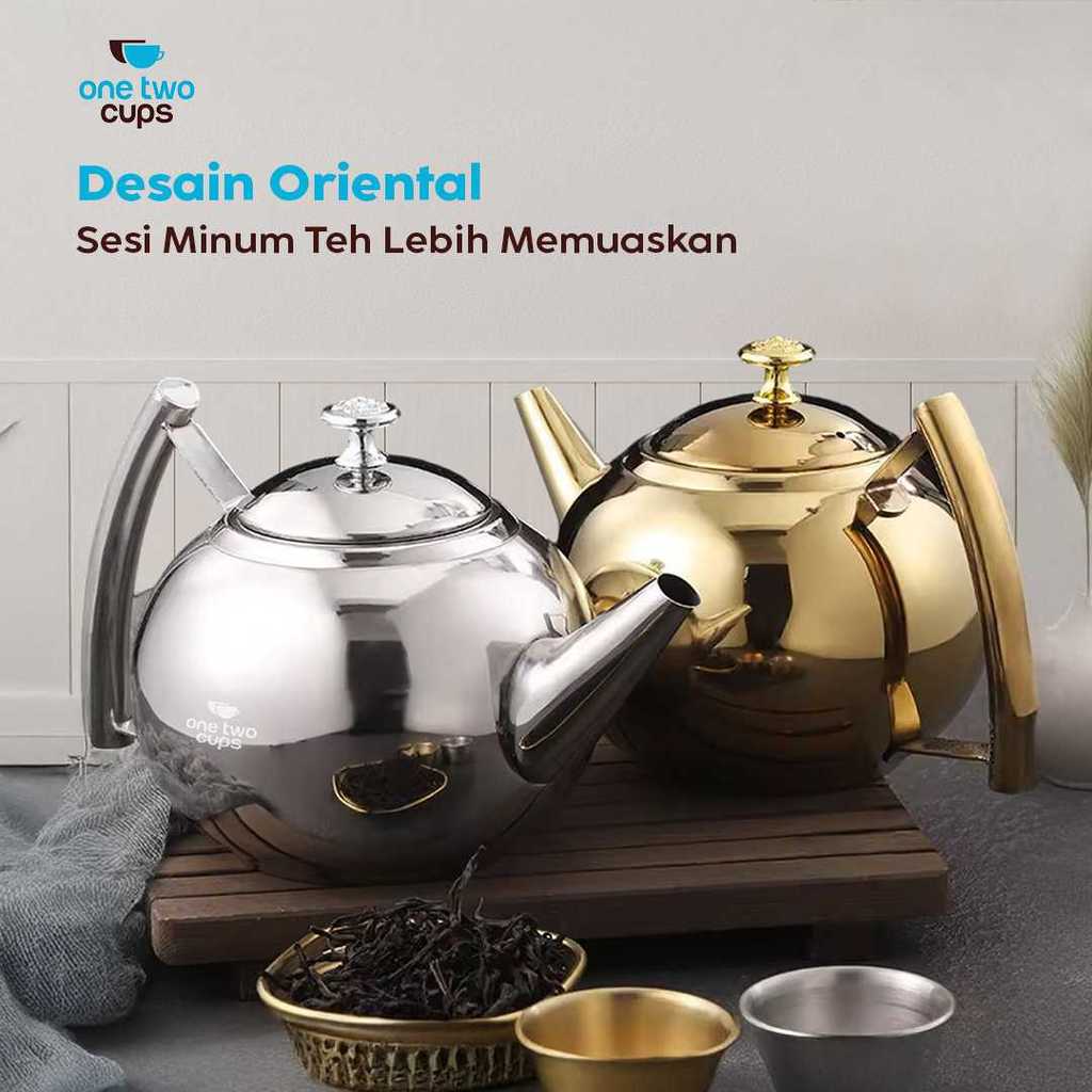 AKIEMSTR Teko Teh Stainless Steel Saringan Water Kettle Teapot 1L - A2 - Gambar 2