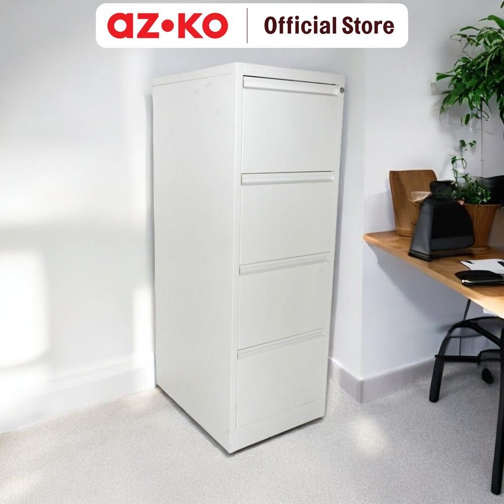 AZKO Krisbow Filing Cabinet Besi 4 Tingkat - Krem File Cabinet Filling Kabinet Laci Tempat Dokumen Arsip Berkas Document Storage Furniture Kantor