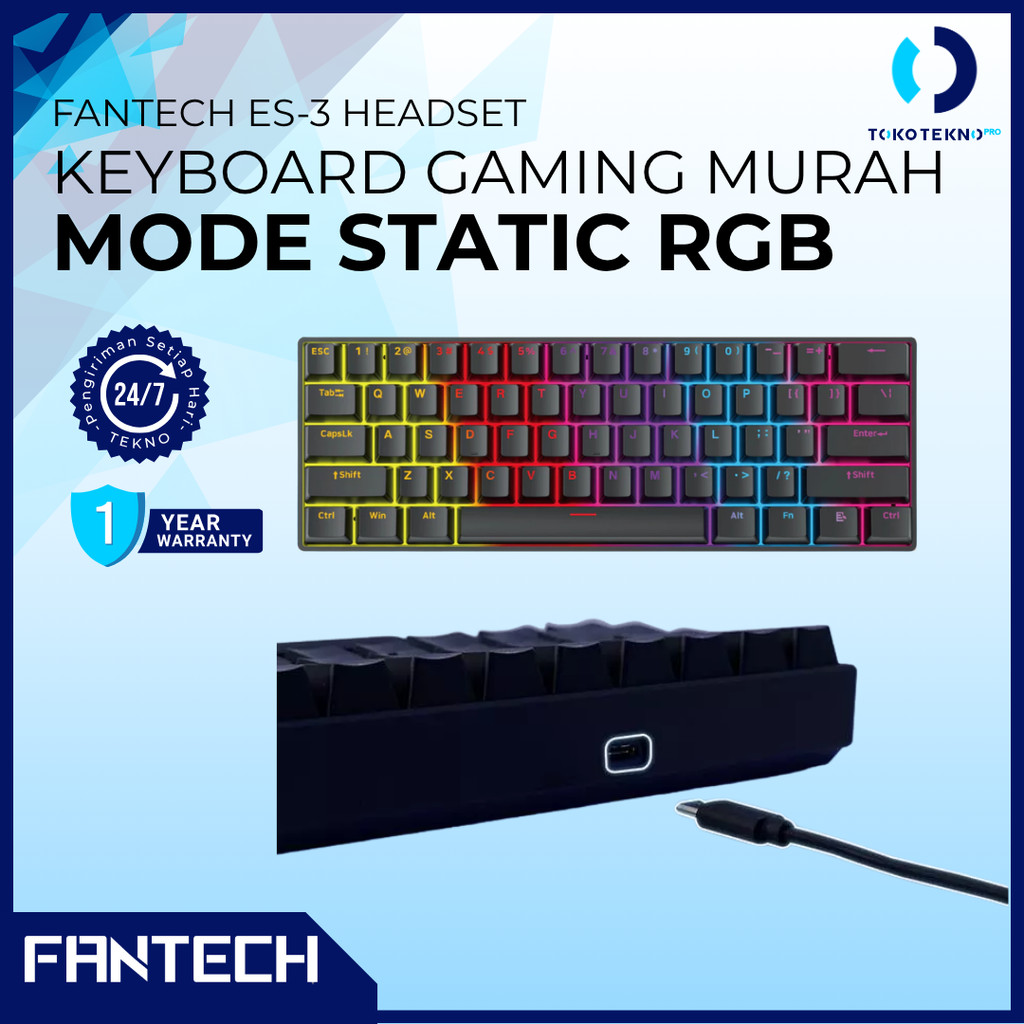 FANTECH Atom61 / Atom-61 MK211 / MK-211 Gaming Keyboard Kabel Wired Mechanical Static RGB