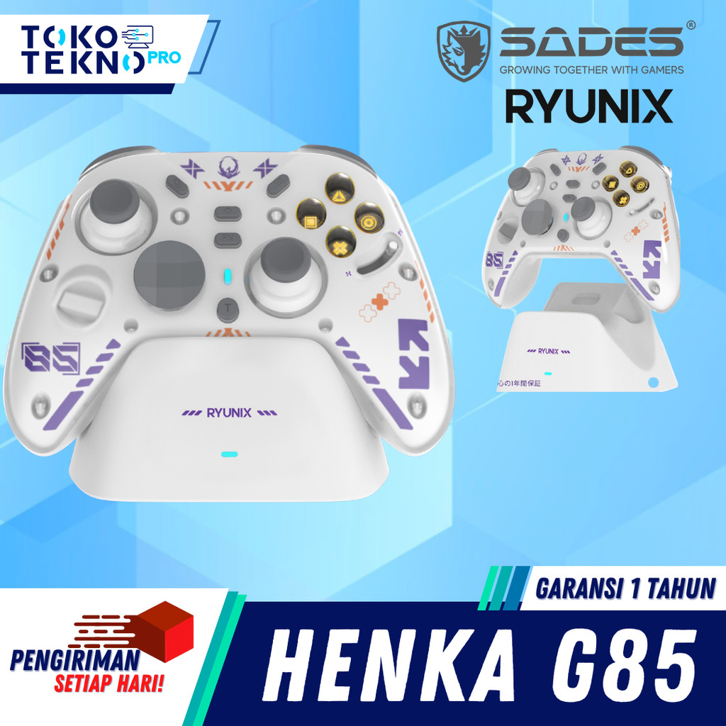 Sades Ryunix Henka G85 / G-85 Gaming Gamepad Hall Effect Tri Mode Controller with Charging Dock PS3 PS4 PC SWITCH 2