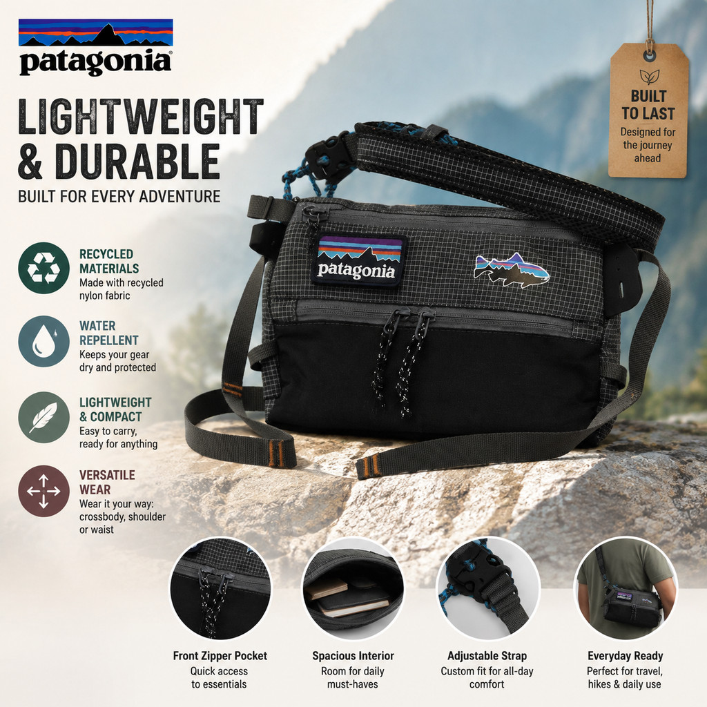 Patagonia sling bag Multifunctional Lightweight Waterproof Plaid