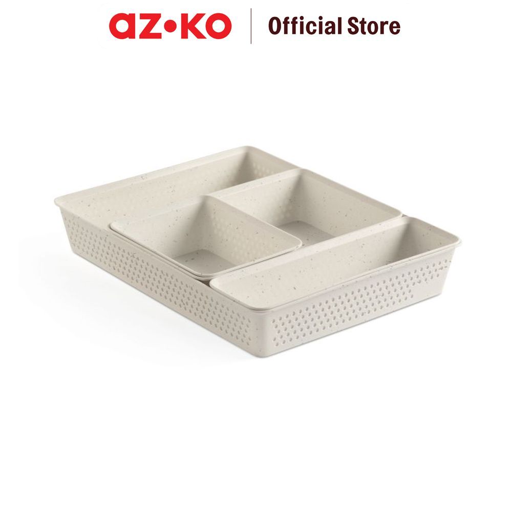 AZKO Tatay Organizer Laci Set 4 pcs Drawer Organizer Divider Tray Laci Pembagi Storage Compartment Insert Desk - Gambar 2