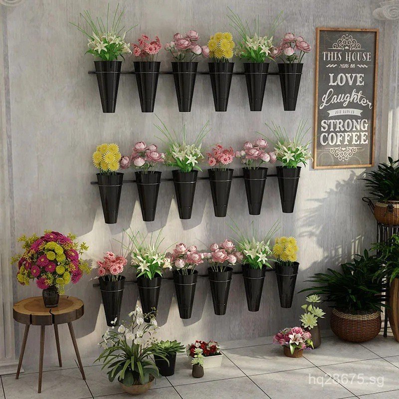 Metal Wall Flower Stand Round Barrel Hanging Simple Flower Rack Flower ...