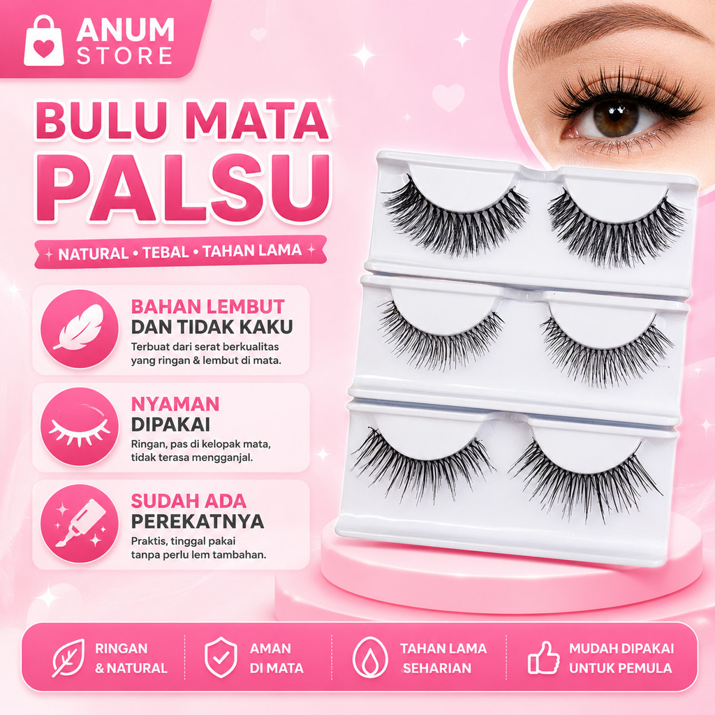 1PASANG Bulu Mata Palsu Natural Model 747 101 G11 Aksesoris Make Up Bulumata Cantik Eyelash A065