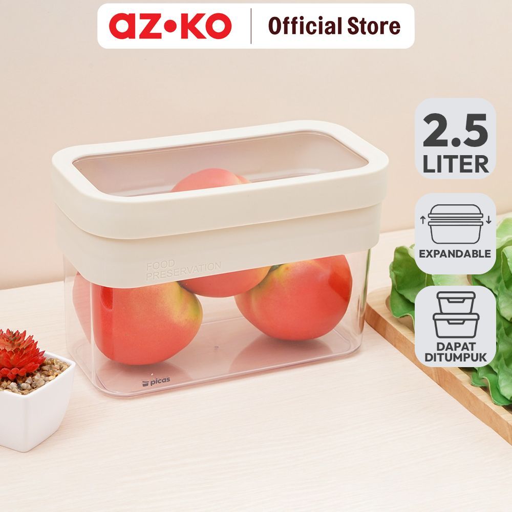 AZKO Picas Exta Stoples Plastik Transparan - Putih Toples Jar Food Container Setoples Wadah Penyimpanan Kedap Udara