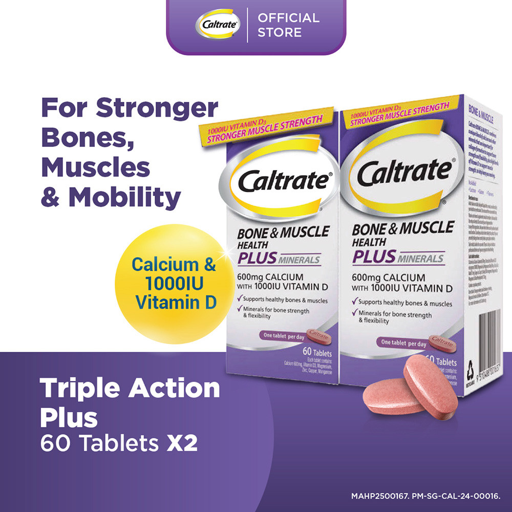 [2 pack] CALTRATE Bone & Muscle Triple Action Calcium + 1000IU Vitamin ...