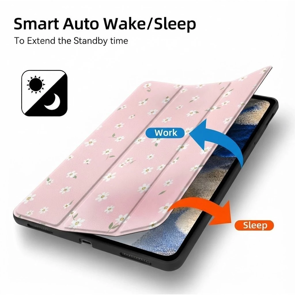 Aesthetic Case Bloom iPad Gen 11th 11" Gen 10th 10.9" Pro 11 inch Mini 1 2 3 4 5 6 7 Gen 7 8 9 10.2" Air 4 5 6 10.9 Inch Flip Cover Trifold Auto Wake Up - Gambar 4