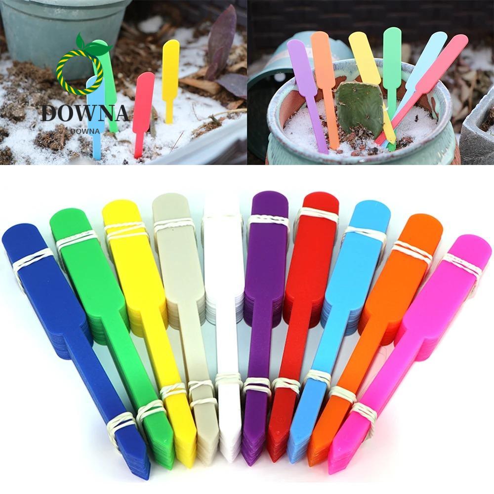 DOWNA 100pcs Garden Plant Labels, Writing Plate Board Plug in Plastic ...
