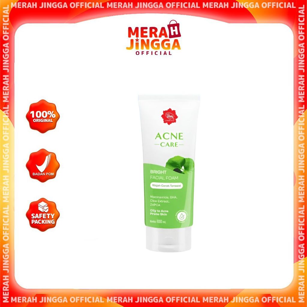 Viva BRIGHT Facial Foam Acne Care l Merah Jingga Official