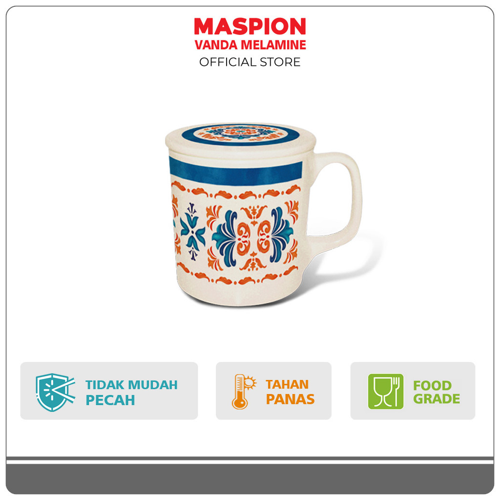 Maspion Vanda Melamin Mug 3.5 Inch + Tutup Turkish Blue