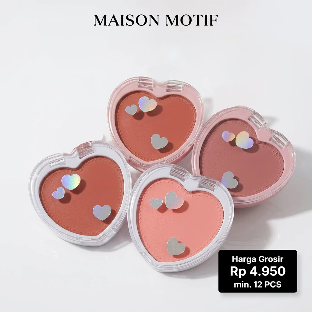 GROSIR 12 Pcs Blush On Single Color Heart High Pigmented Perona Pipi Natural Long Lasting 058 5107