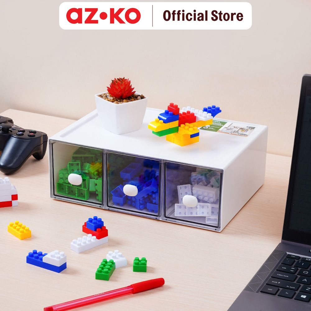 AZKO Stora Laci Penyimpanan Stackable - Putih Cabinet Lemari Laci Dresser Storage Drawer Laci Baju Organizer Pakaian