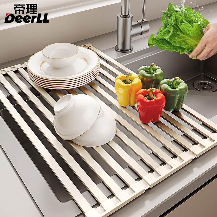 [in stock] Milky White Drain Rack Foldable Kitchen Heat Insulation Mat ...