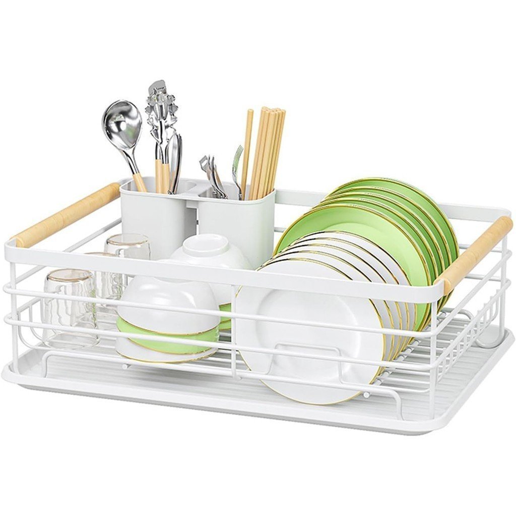 Warmiehomy White Dish Drainer Rack Metal Draining Board Rack Dish Rack ...