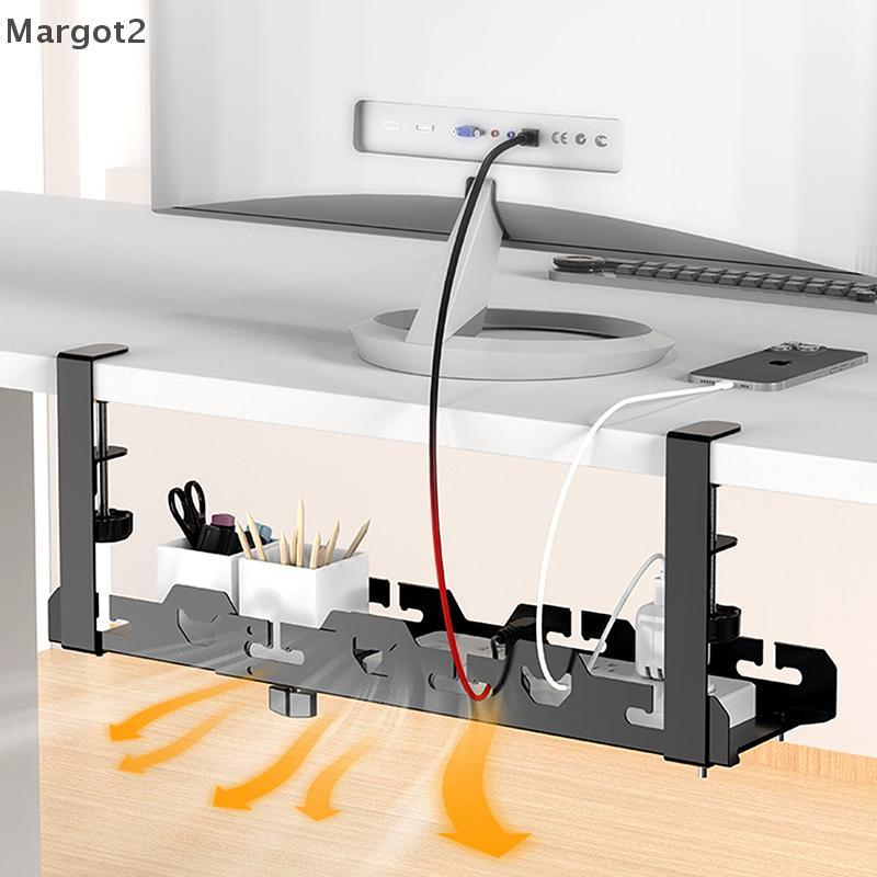 [Mrg] No Drilling Extendable Under Desk Cable Management Metal Cable ...