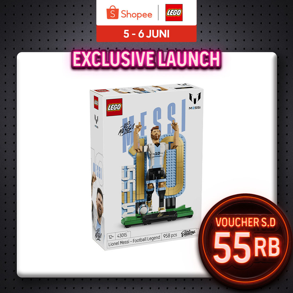 LEGO Editions Football 43015 Lionel Messi – Soccer Legend (958 Pieces), FIFA World Cup 2026 Collection, Toys, Bricks, Mainan Anak Laki Laki