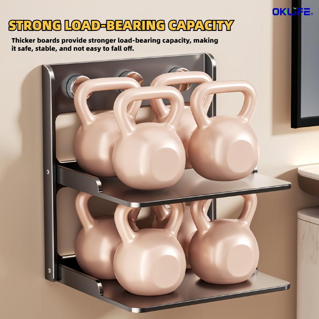 Wall Mount Adhesive Router Projector Shelf Double Layer TV Box Modem Storage Rack Space‑Saving Home Organizer alternate view