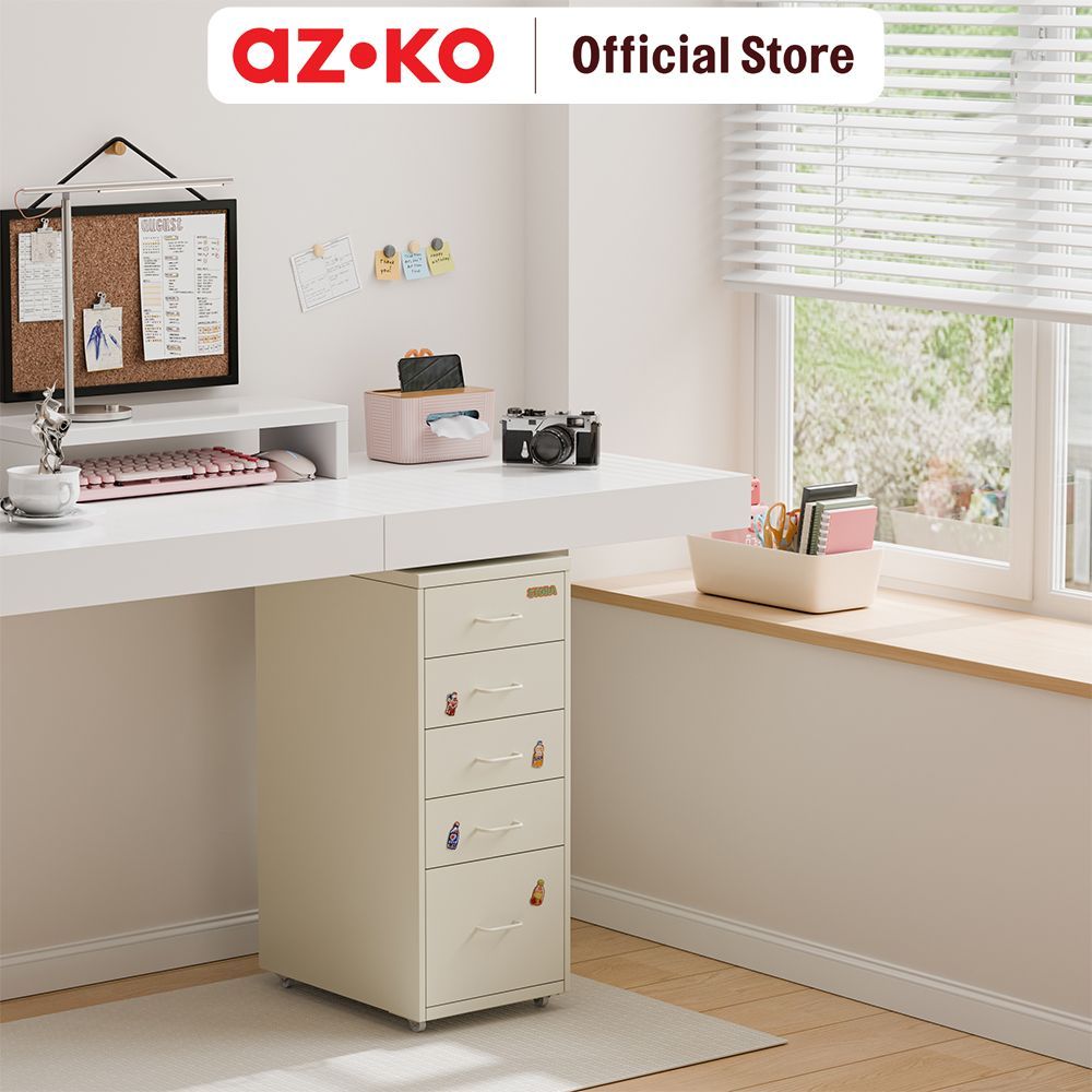 AZKO Stora Studia Laci Penyimpanan 5 Tingkat - Krem Desk Drawer Organizer Tempat Alat Tulis Mini ge Laci Meja Kerja