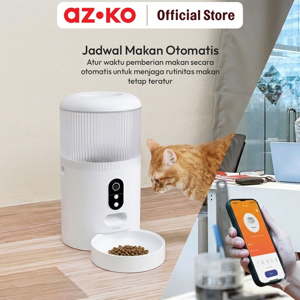 AZKO Krisbow Sync Smart Tempat Makan Hewan Dengan Kamera 4 Liter - Putih Mangkuk Pet Feeder Pet Wadah Pakan Bowl Anabul - Gambar 4