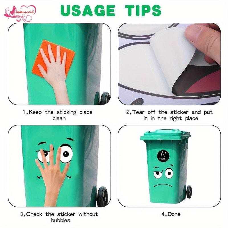 Abbraccia 4x Garbage Bin Stickers Symbols Self Sticky Decals Trash And ...