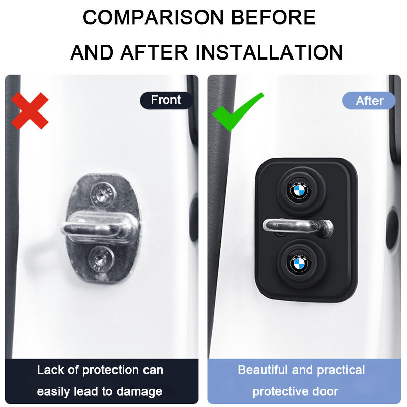 1/4Pcs BMW Silicone Car Door Lock Protection Cover Door Lock Shock ...