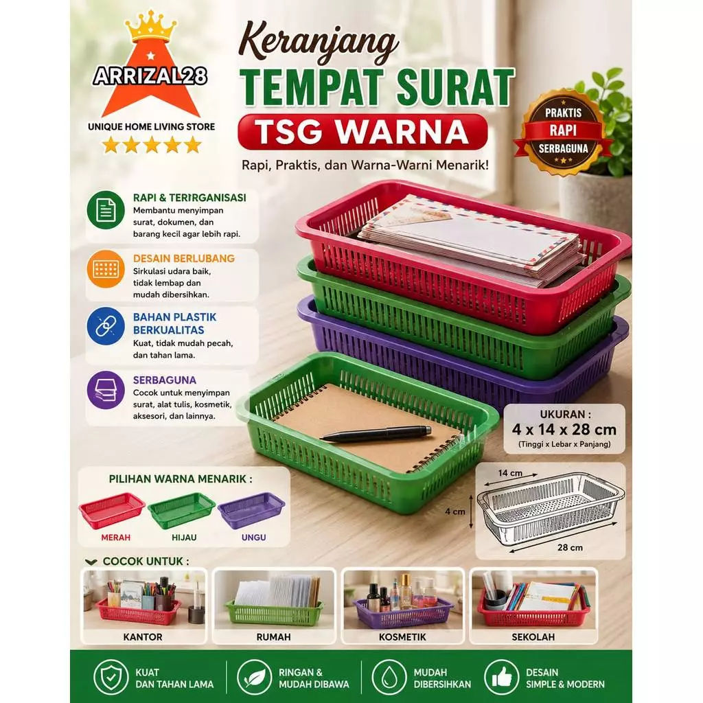 (BUBBLEWRAP) KERANJANG TEMPAT SURAT TSG WARNA